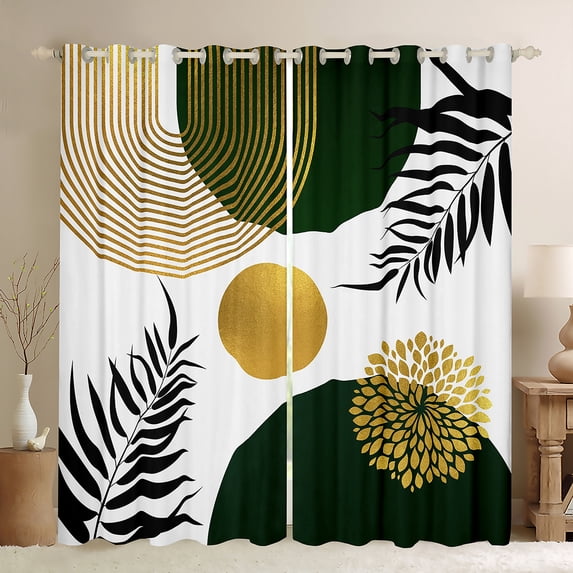 Homewish Mid Century Geometric Blackout Curtains Set of 2 (52x84 Each) for Teens Boys Girls,Minimalist Stripes Window Curtains,Vintage Aesthetic Curtains and Drapes,Lightweight Room Decor