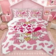 thumbnail image 1 of Homewish Milk Cow Print Queen Comforter Set,Chic Cowgirl Hat Bedding Sets,Pink White Bedding Comforter Set For Girls Teens,Breathable Home Decor,3 Pieces, 1 of 8