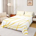 thumbnail image 1 of Homewish Minimalism Stripes Queen Sheets,Contemporary Abstract Queen Sheet Sets,White Golden,4-Piece,1 Flat Sheet, 1 Fitted Sheet and 2 Pillowcases, 1 of 6