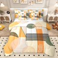 thumbnail image 1 of Homewish Minimalist Geometric 7-Piece Bedding Comforter Set for Teens Boys Girls,Abstract Stripes King Bedding Sets,Vintage Aesthetic Ultra Soft Bed Sheets,Lightweight Room Decor,Reversible, 1 of 8