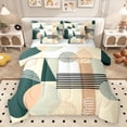 thumbnail image 1 of Homewish Minimalist Geometric 7pcs Bedding Comforter Set for Teens Boys Girls,Abstract Stripes Queen Bedding Sets Super Cozy,Vintage Aesthetic Queen Sheet Sets,Lightweight Room Decor,Reversible, 1 of 8