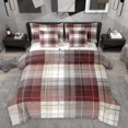 thumbnail image 1 of Homewish Minimalist Geometric Grid 7-Piece Twin Bedding Sets,Pixel Plaid Bedding Comforter Set,Brown Gray White Sheet Sets For Kids,Breathable Home Decor Reversible, 1 of 8