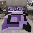 thumbnail image 1 of Homewish Minimalist Geometric Square Full Size Comforter Sets,Modern Abstract Artistic Bedding Comforter Set,Purple Black Bedding Sets For Boys Kids,Microfiber Bedroom Decor Reversible,3 Pieces, 1 of 8