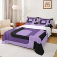 thumbnail image 1 of Homewish Minimalist Geometric Square Twin Sheet Sets,Modern Abstract Artistic Twin Fitted Sheet,Purple Black Flat Sheet For Boys Kids,Microfiber Bedroom Decor,3-Piece, 1 of 7