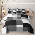 thumbnail image 1 of Homewish Minimalist Grid Twin Quilt Set,Mid Century Art Twin Coverlet Set,Black Gray,2pcs, 1 of 7