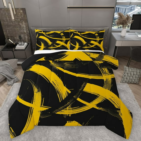 Homewish Minimalist Lines Bedding Comforter Set 2pcs for Kids Children Teens,Abstract Geometric Stripes Twin Comforter Sets Microfiber,Mid Century Breathable Bedding Set,Ultra Soft Home Decor