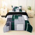 thumbnail image 1 of Homewish Minimalist Modern Block Twin Comforter Sets,Classic Abstract Geometric Bedding Set,Green,Black Reversible,2-Piece,1 Comforter and 1 Pillowcase, 1 of 7