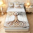 thumbnail image 1 of Homewish Minimalist Nature Tree Zipper Queen Comforter Set with Fitted Sheet and 2 Pillowcases,Gray Gold Tie Dye Zipper Bedding Set,Reversible,4pcs, 1 of 8
