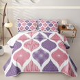 thumbnail image 1 of Homewish Minimalist Stripes Twin Quilt Set,Vintage Bohemian Twin Coverlet Set,Pink Purple,2-Piece, 1 of 7
