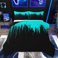 thumbnail image 1 of Homewish Minimalsit Striped Queen Comforter Set,Modern Geometric Artwork Bedding Sets,Cyan Black Bedding Comforter Set For Men Women,Microfiber Bedroom Decor Reversible,3pcs, 1 of 8
