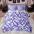 thumbnail image 1 of Homewish Modern Abstract Geometric 7pcs Bedding Comforter Set,Pixel Buffalo Queen Bedding Sets,Purple Chrckered Plaid Queen Sheet Sets For Teens,Luxury Bedroom Decor Reversible, 1 of 8