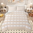 thumbnail image 1 of Homewish Modern American Flag Queen Comforter Set, Cartoon Stars Buffalo Plaid Grid Bedding Sets, 3pcs, 1 of 8