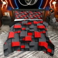 thumbnail image 1 of Homewish Modern Art Square Queen Comforter Set, Stereoscopic Rectangle Bedding Sets, Black Red Abstract Reversible Bedding Comforter Set, Breathable Home Decor, 3 Pieces, 1 of 8