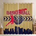 thumbnail image 1 of Homewish Modern Basketball Athlete Curtains Pack of 2 (42x84 Each) for Child, Ball Sports Lover Curtains Blackout, Dark Khaki Stripes Lines Bedroom Curtains, Window Curtains Home Decor, 1 of 6