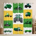 thumbnail image 1 of Homewish Modern Farmhouse Truck Black Out Curtains,Green Bulldozer Curtains Pack of 2 (42x63 Each),Patchwork Geometric Checkered Bedroom Curtains For Boys Kids,Luxury Bedroom Decor, 1 of 6