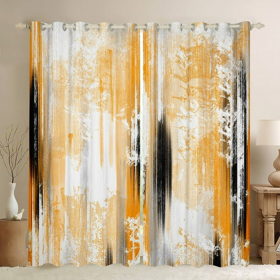 Homewish Modern Fashion Artwork Black Out Curtains, Chic Orange Abstract Ombre Curtains Pack of 2 (42x63 Each), Teens Adult Women Men Bedroom Curtains, Living Room Curtains Decor