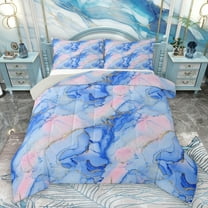 Homewish Modern Fashion Marble Bedding Comforter Set, Blue Pink Marbling Abstract Twin Comforter Sets, Teens Adult Men Female Reversible Bedding Set, Breathable Home Decor, 2pcs