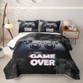 thumbnail image 1 of Homewish Modern Gaming Controller Twin Quilt Set,Game Over Print Twin Coverlet Set,Black,2-Piece, 1 of 7