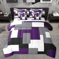 thumbnail image 1 of Homewish Modern Geometric 7-Piece Bedding Comforter Set,Patchwork Square King Bedding Sets,Purple White Gray Bed Sheets For Men Women,Breathable Home Decor, 1 of 8