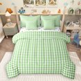thumbnail image 1 of Homewish Modern Geometric Checkered 7-Piece Bedding Comforter Set,Vintage Aesthetic King Bedding Sets,Green White Bed Sheets For Girls Boys,Microfiber Bedroom Decor Reversible, 1 of 8