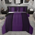 thumbnail image 1 of Homewish Modern Geometric Full Size Comforter Sets,Abstract Striped Lines Bedding Comforter Set,Purple Black Bedding Sets For Adults,Microfiber Bedroom Decor Reversible,3pcs, 1 of 8