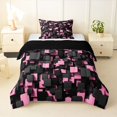 thumbnail image 1 of Homewish Modern Geometric Plaid Twin Comforter Sets,Light Pink Bedding Set,Black Reversible,2 Pieces,1 Comforter and 1 Pillowcase, 1 of 7