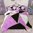 thumbnail image 1 of Homewish Modern Geometric Queen Comforter Set,Abstract Trisngle Bedding Sets,Purple Black White Bedding Comforter Set For Girls Kids,Breathable Home Decor Reversible,3-Piece, 1 of 8