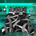 thumbnail image 1 of Homewish Modern Geometric Stripe Queen Comforter Set.Abstract Waves Lines Bedding Sets,Black Gray Bedding Comforter Set For Boys Kids,Microfiber Bedroom Decor Reversible,3-Piece, 1 of 8