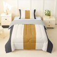 thumbnail image 1 of Homewish Modern Geometric Stripe Twin Comforter Sets,Gray Gold White Bedding Set,Light Gray Reversible,2pcs,1 Comforter and 1 Pillowcase, 1 of 7