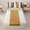 thumbnail image 1 of Homewish Modern Geometric Stripe Zipper Full Size Comforter Sets with Fitted Sheet and 2 Pillowcases,Gray Gold White Zipper Bedding Set,Light Gray Reversible,4pcs, 1 of 8