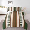 thumbnail image 1 of Homewish Modern Geometric Striped Queen Comforter Set,Retro Minimalist Lines Bedding Sets,Brown Green Beige Bedding Comforter Set For Boys Kids,Ultra Soft Home Decor Reversible,3-Piece, 1 of 8