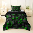thumbnail image 1 of Homewish Modern Geometric Twin Comforter Sets,Black Green Checkered Bedding Set,Black Reversible,2pcs,1 Comforter and 1 Pillowcase, 1 of 7