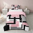 thumbnail image 1 of Homewish Modern Geometric Twin Duvet Cover, Pink White Black Twin Bedding, Pink Reversible, 2 Pieces 1 Duvet Cover and 1 Pillowcase, 1 of 5