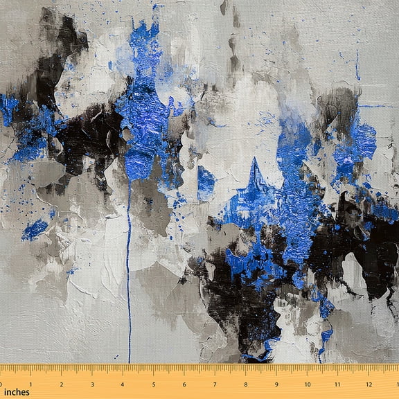 Homewish Modern Graffiti Fabric by the Yard 3 Yard,Abstract Aesthetic Desgin Sewing Fabric,Blue Sequin Print Room Decor Fabric by the Yard For Teens,Microfiber Bedroom Decor