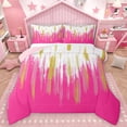 thumbnail image 1 of Homewish Modern Graffiti Geometric Full Size Comforter Sets,Minimalist Artistic Bedding Comforter Set,Pink White Gold Bedding Sets For Girls Kids,Breathable Home Decor Reversible,3-Piece, 1 of 8