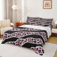 thumbnail image 1 of Homewish Modern Leopard Print Twin Sheet Sets for Female, Fashion Lines Stripes Twin Fitted Sheet, Black Pink Abstract Ombre Flat Sheet, Luxury Bedroom Decor, 3 Pieces, 1 of 8