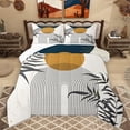 thumbnail image 1 of Homewish Modern Minimalism Aesthetic Full Size Comforter Sets,Geometric Striped Lines Bedding Comforter Set,Blue Brown Circular Circle Bedding Sets For Microfiber Bedroom Decor Reversible,3 Pieces, 1 of 8