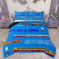 thumbnail image 1 of Homewish Modern Railway Truck Full Size Comforter Sets,Vehicle Train Bedding Comforter Set,Blue Orange Bedding Sets For Teens,Breathable Home Decor Reversible,3pcs, 1 of 8