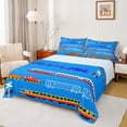 thumbnail image 1 of Homewish Modern Railway Truck Full Size Sheets,Vehicle Train Bed Sheets,Blue Orange Sheet Sets For Teens,Breathable Home Decor,4pcs, 1 of 7