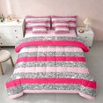 thumbnail image 1 of Homewish Modern Stripes Twin Bedding, Pink Gray Bedding Comforter Set, Pink Reversible, 7pcs, 1 of 7