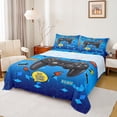 thumbnail image 1 of Homewish Modern Video Game Full Size Sheets for Boys, Blue Cartoon Gamepad Bed Sheets, Honeycomb Abstract Sheet Sets, Super Cozy Room Decor, 4pcs, 1 of 7