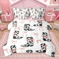 thumbnail image 1 of Homewish Modern Western Cowgirl 7-Piece Bedding Comforter Set,Cartoon Bowtie Ribbon King Bedding Sets,Pink White Black Bed Sheets For Girls Teens,Microfiber Bedroom Decor Reversible, 1 of 9