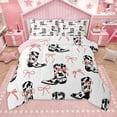 thumbnail image 1 of Homewish Modern Western Cowgirl Full Size Comforter Sets,Cartoon Bowtie Ribbon Bedding Comforter Set,Pink White Black Bedding Sets For Girls Teens,Microfiber Bedroom Decor Reversible,3-Piece, 1 of 9
