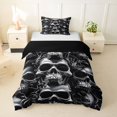 thumbnail image 1 of Homewish Monochrome Swirl Skull Stack Twin Duvet Cover for Kids, Halloween Skeleton Twin Bedding, Black Reversible, 2-Piece, 1 Duvet Cover and 1 Pillowcase, 1 of 5
