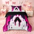 thumbnail image 1 of Homewish Monogrammed A Twin Comforter Sets for Girls, Black Pink Bowknot Bedding Set, Black Reversible, 2 Pieces 1 Comforter and 1 Pillowcase, 1 of 6