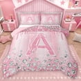 thumbnail image 1 of Homewish Monogrammed A Theme Bedding Comforter Set,Cartoon Stereoscopic Diamond Twin Comforter Sets,Pink Sparking Print Bedding Set For Girl Teens,Ultra Soft Bedroom Decor Reversible,2 Pieces, 1 of 8