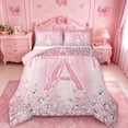 thumbnail image 1 of Homewish Monogrammed A Theme Bedding Comforter Set,Cartoon Stereoscopic Diamond Twin Comforter Sets,Pink Sparking Print Bedding Set For Girl Teens,Ultra Soft Bedroom Decor Reversible,2 Pieces, 1 of 8