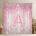thumbnail image 1 of Homewish Monogrammed A Theme Black Out Curtains,Cartoon Stereoscopic Diamond Curtains Pack of 2 (42x63 Each),Pink Sparking Print Bedroom Curtains For Girl Teens,Ultra Soft Bedroom Decor, 1 of 6