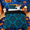 thumbnail image 1 of Homewish Moody Halloween Bat Duvet Cover Queen,Gothic Damask Pattern Queen Bedding,Teal Black,Black Reversible,3pcs,1 Duvet Cover and 2 Pillowcases, 1 of 6