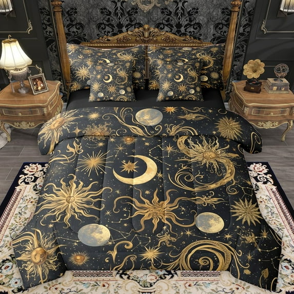 Homewish Moon Sun 7-Piece Twin Bedding Set - Bohemian Starry Sky